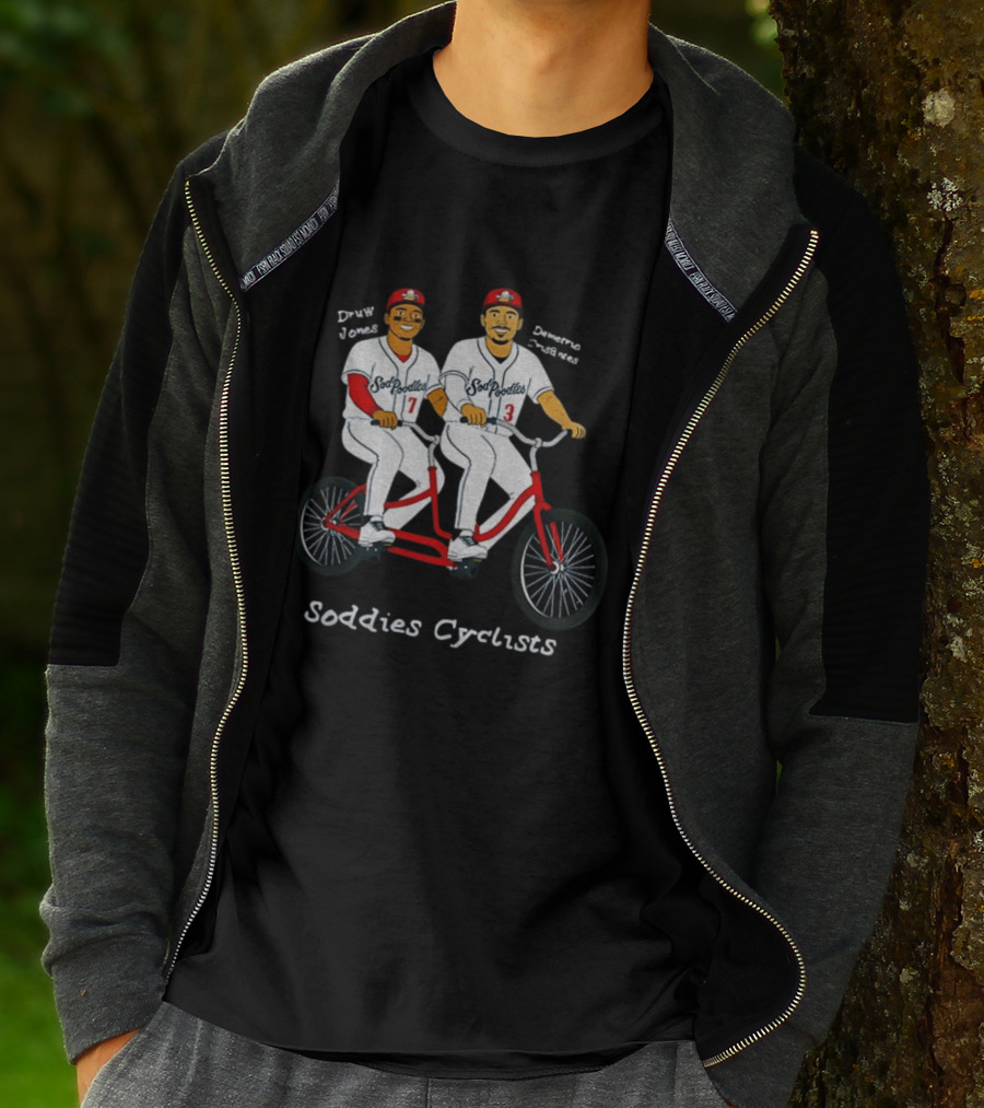 Druw Jones Demetrio Crisantes Sod Poodles Soddies Cyclists Retro Baseball Tandem Riders T-Shirt