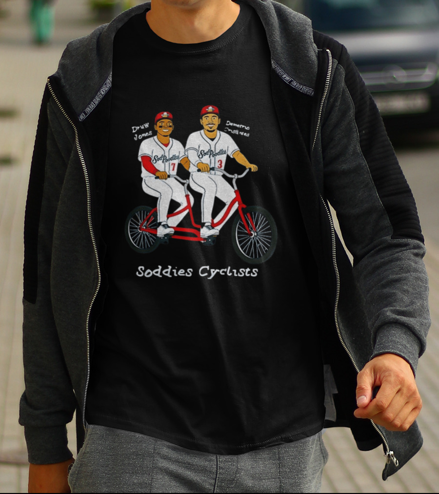 Druw Jones Demetrio Crisantes Sod Poodles Soddies Cyclists Retro Baseball Tandem Riders T-Shirt