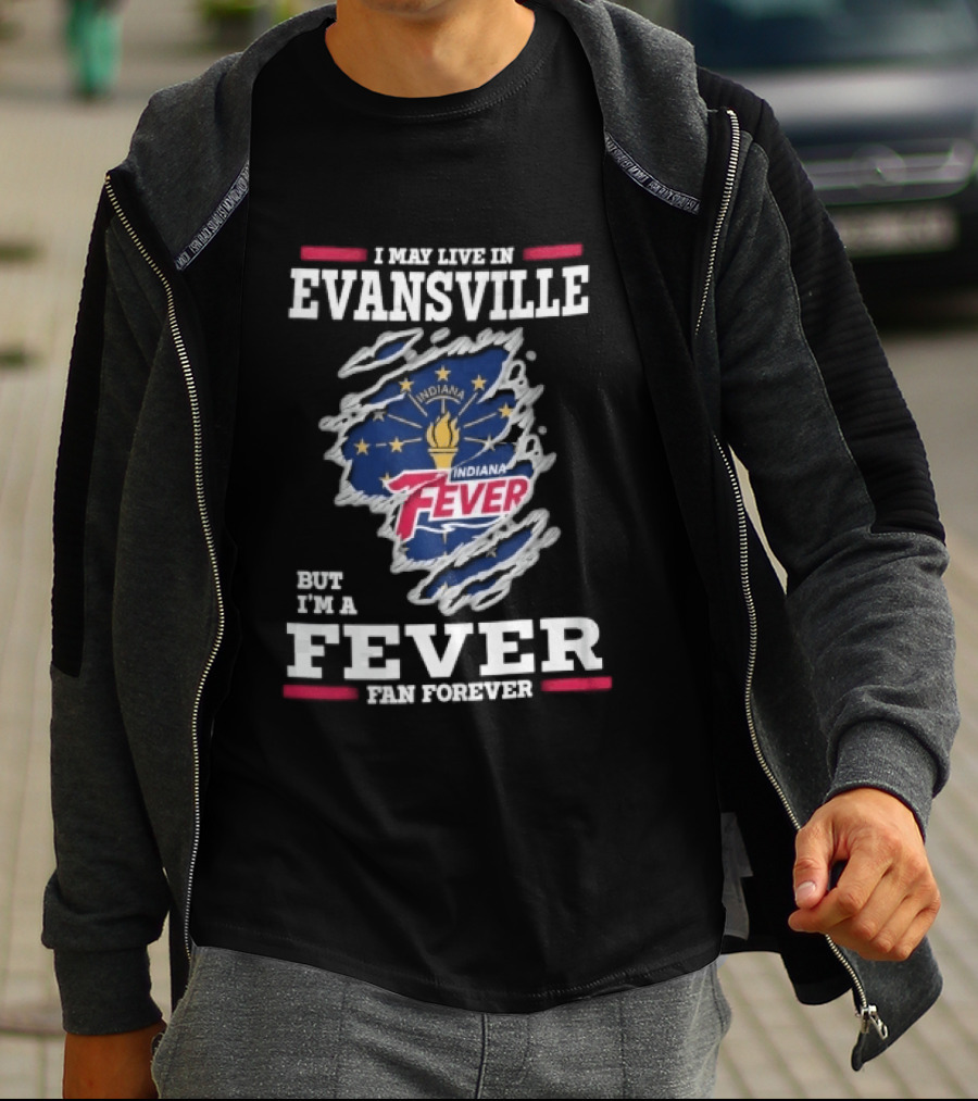 Indiana Fever WNBA Forever Ripped Fabric State Flag Evansville T-Shirt