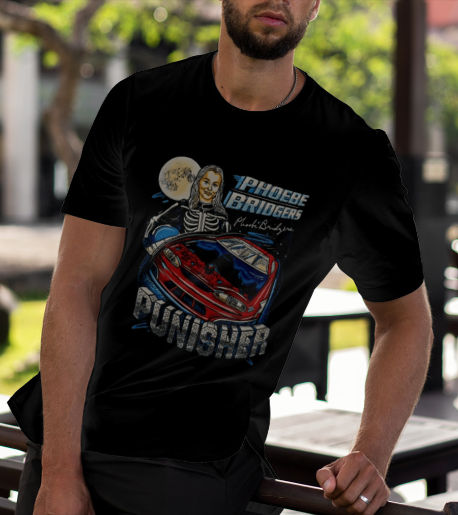 Phoebe Bridgers Punisher Skeleton Racer Art Car Moon T-Shirt