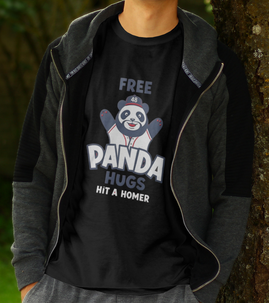 Free Panda Hugs Hit A Homer Baseball Number 48 T-Shirt