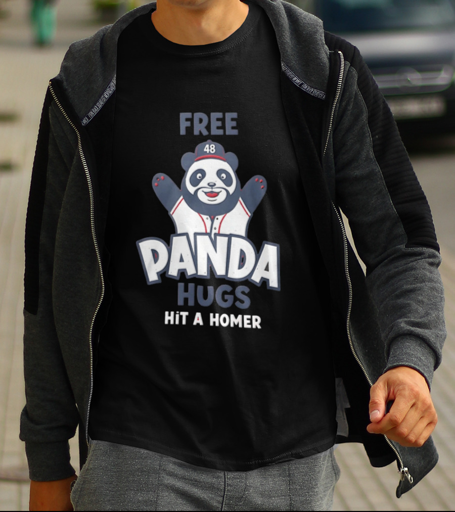 Free Panda Hugs Hit A Homer Baseball Number 48 T-Shirt