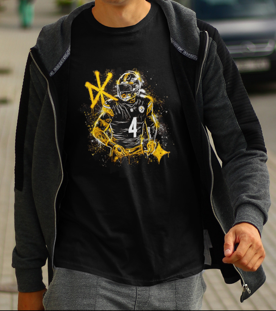 Pittsburgh Steelers Number 4 Player Graffiti T-Shirt