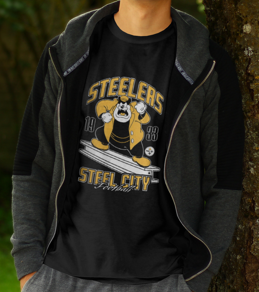 Pittsburgh Steelers 1933 Steel City Football Cartoon Beam T-Shirt