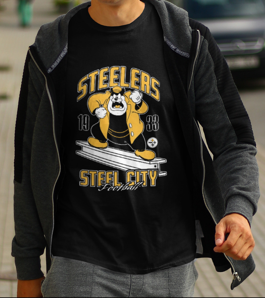 Pittsburgh Steelers 1933 Steel City Football Cartoon Beam T-Shirt