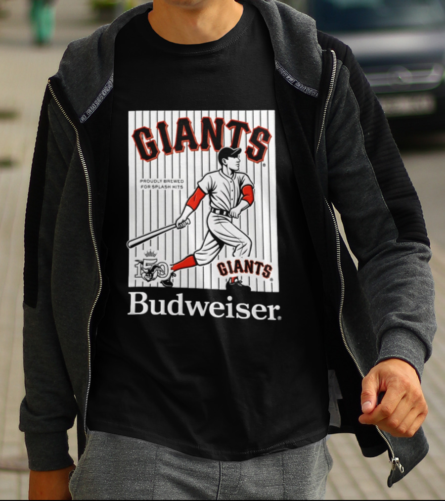 San Francisco Giants 150 Years Budweiser Splash Hits Baseball T-Shirt