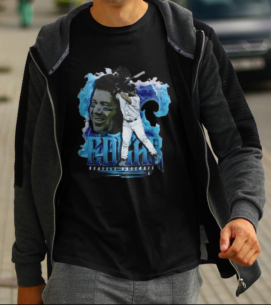 Edgar Seattle Baseball Batter Swinging Water Splash Bootleg T-Shirt