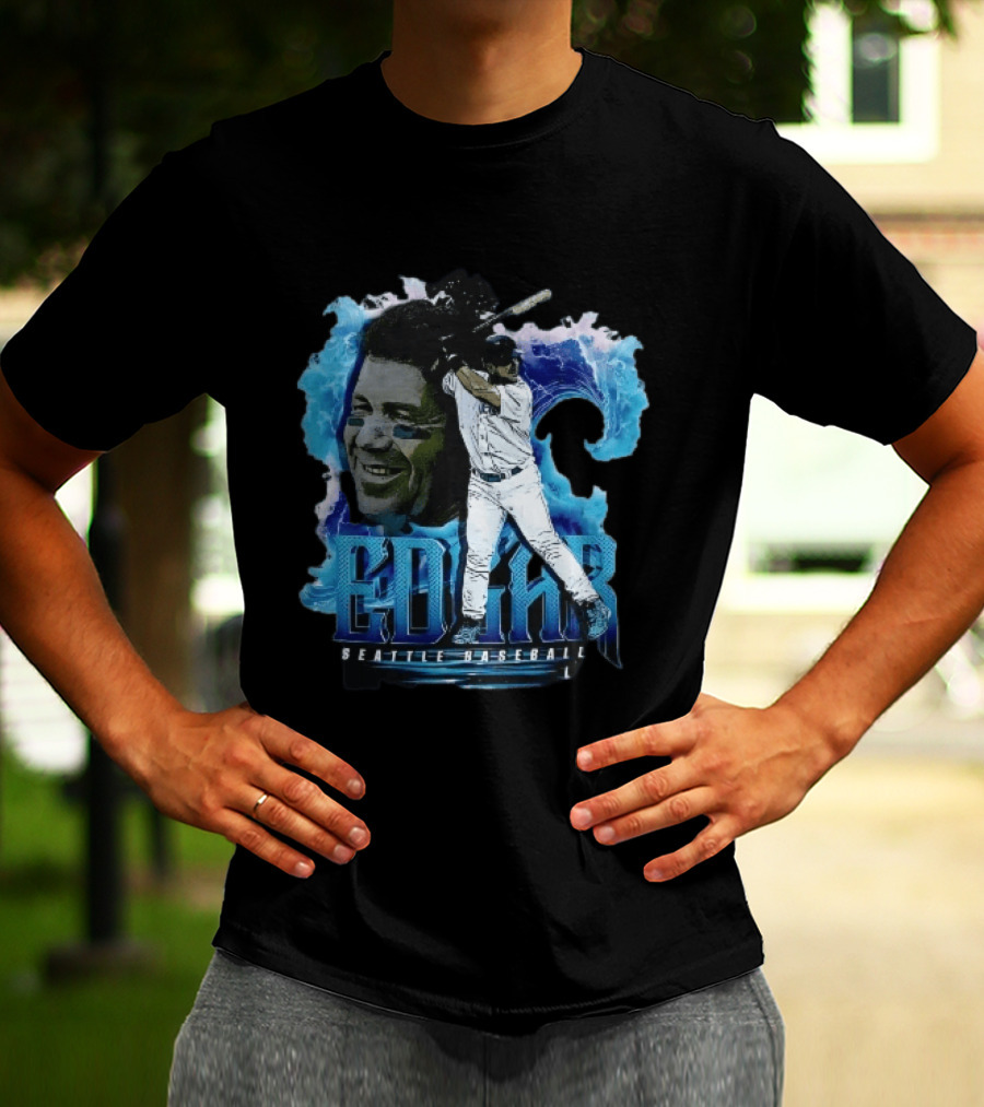 Edgar Seattle Baseball Batter Swinging Water Splash Bootleg T-Shirt
