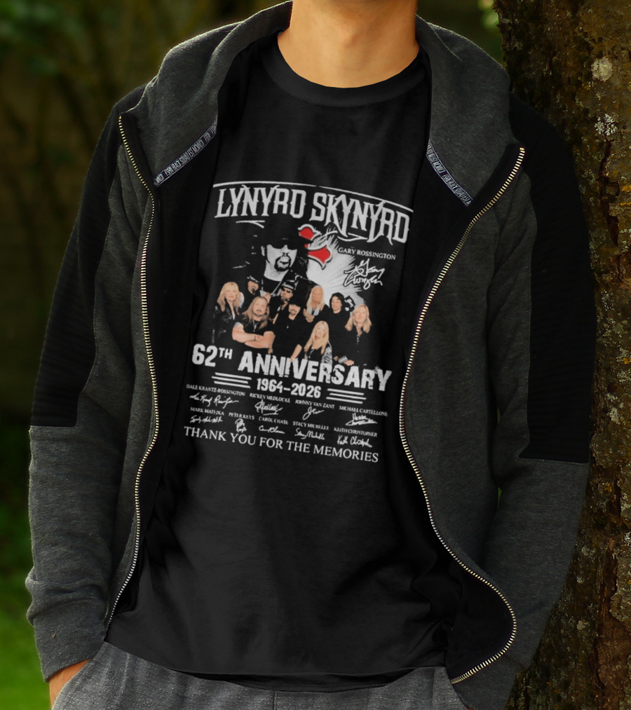 Lynyrd Skynyrd 62th Anniversary 1964 2026 Signatures Thank You For The Memories T-Shirt