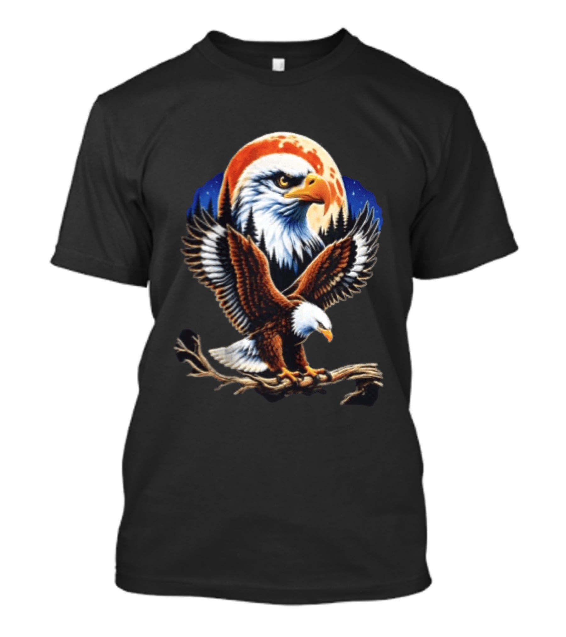 Majestic Bald Eagle With Full Moon And Forest T-Shirt