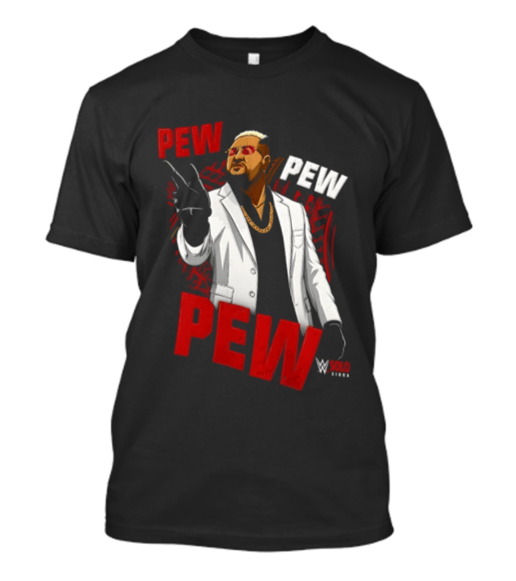 Solo Sikoa Pew Pew WWE Finger Guns White Suit Red Glasses T-Shirt