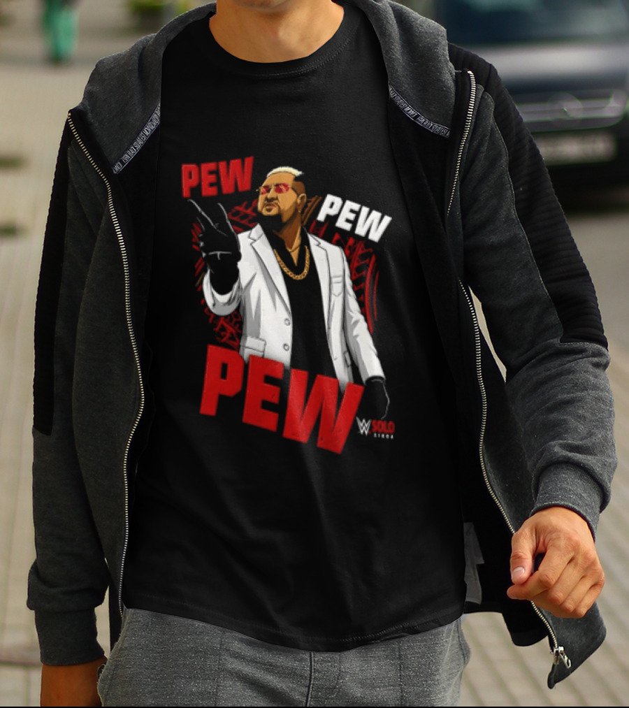 Solo Sikoa Pew Pew WWE Finger Guns White Suit Red Glasses T-Shirt
