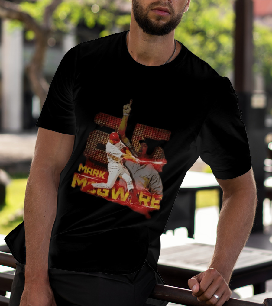 Mark McGwire Baseball Dynamic Red Lightning Swing T-Shirt