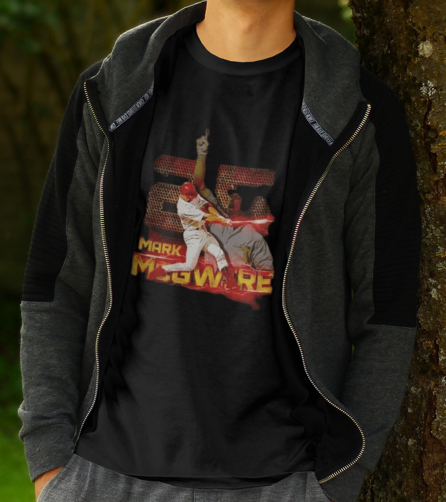 Mark McGwire Baseball Dynamic Red Lightning Swing T-Shirt