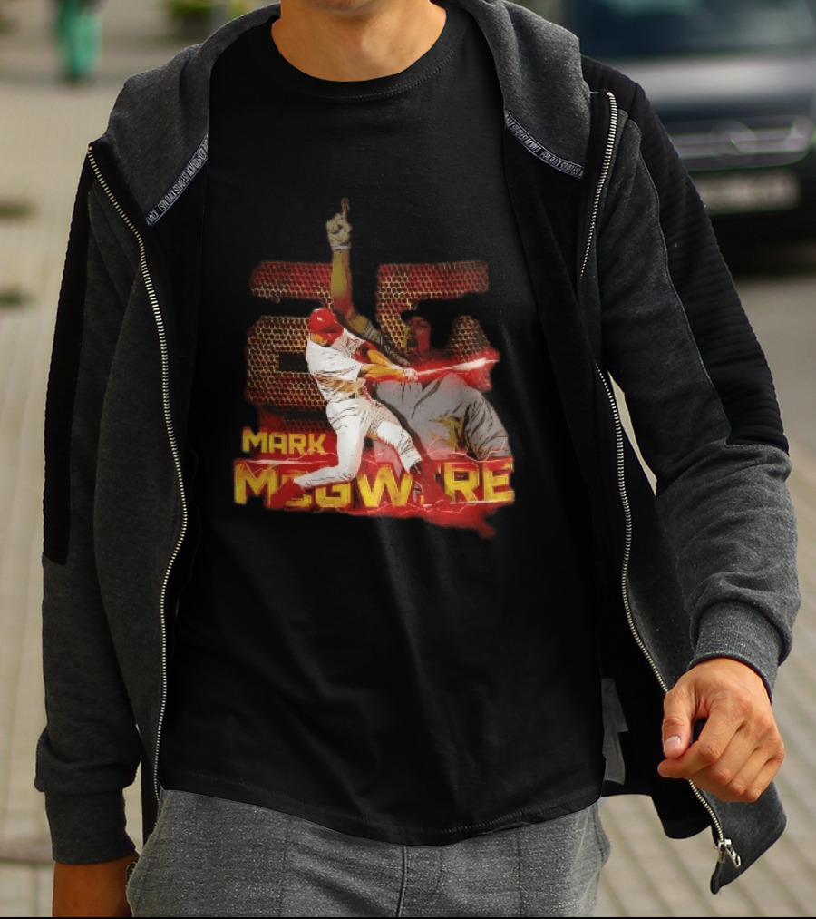 Mark McGwire Baseball Dynamic Red Lightning Swing T-Shirt