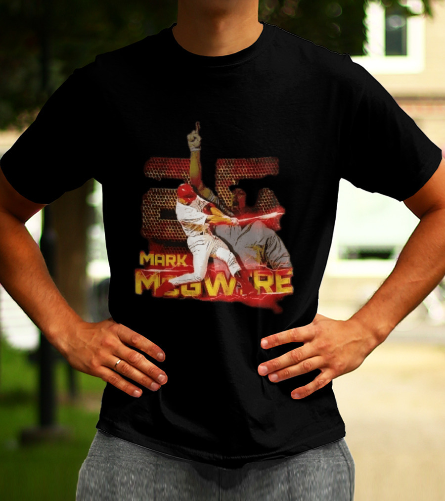 Mark McGwire Baseball Dynamic Red Lightning Swing T-Shirt