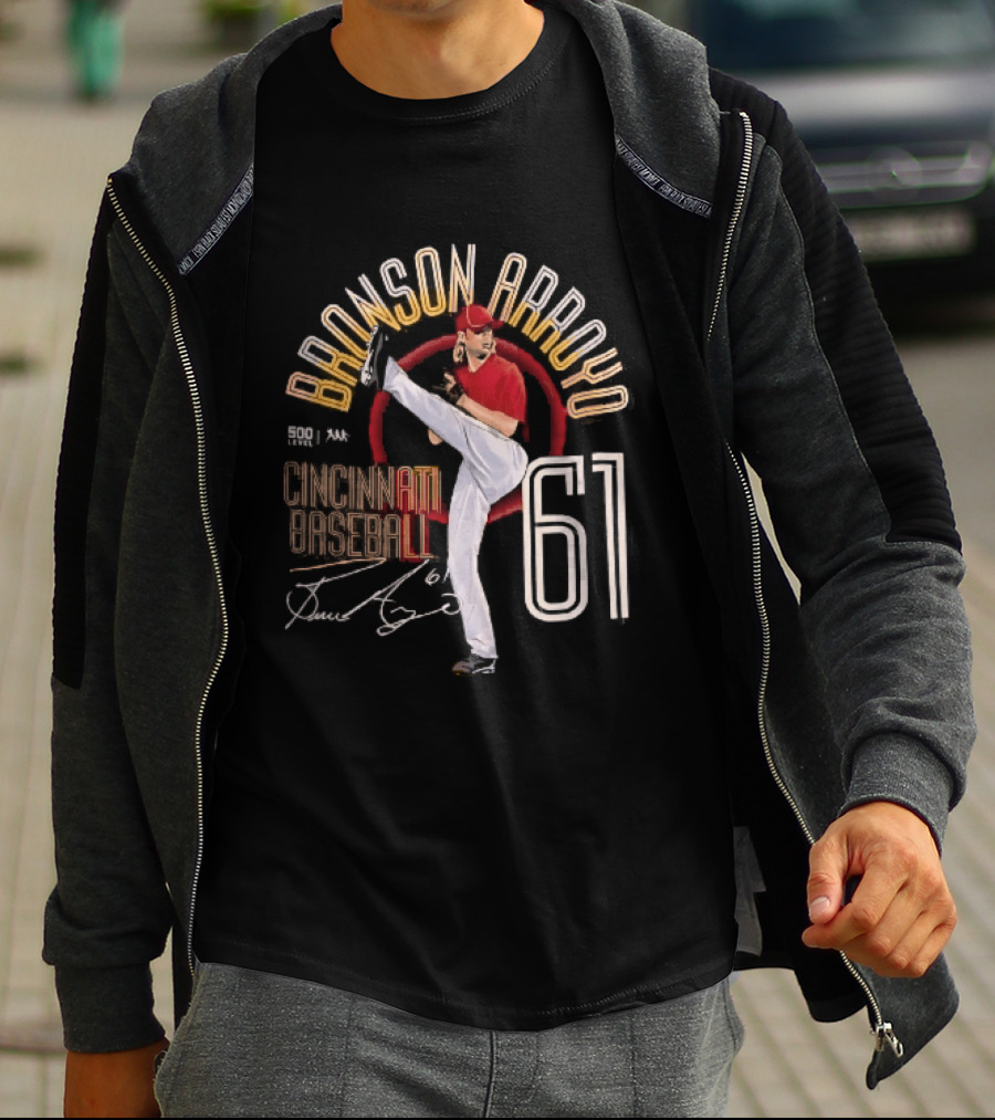 Cincinnati Baseball Bronson Arroyo 61 High Leg Kick T-Shirt