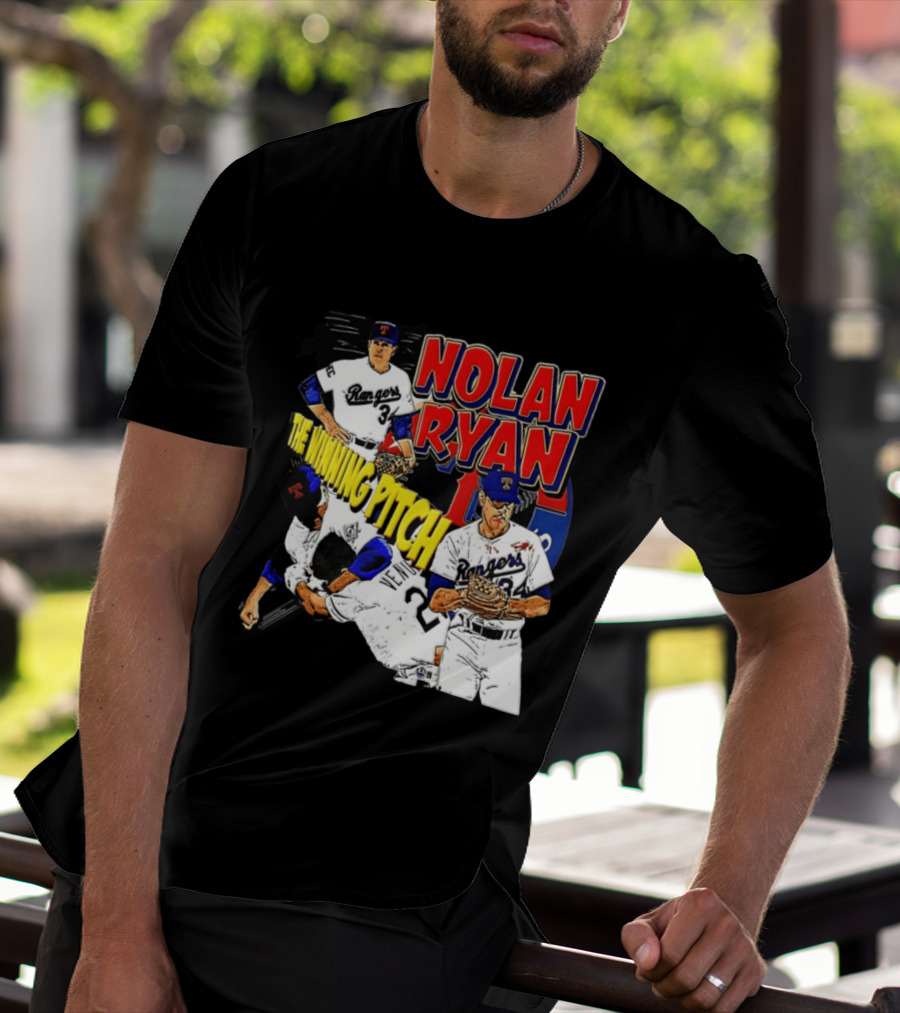 Nolan Ryan Texas Rangers The Winning Pitch Classic Baseball 34 T-Shirt