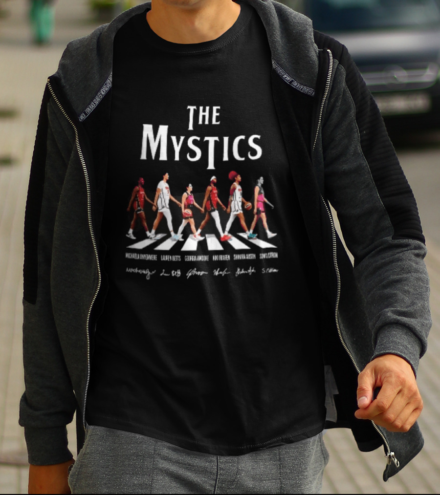 The Mystics WNBA Players Walking Crosswalk Michaela Onyenwere Lauren Betts Signatures T-Shirt