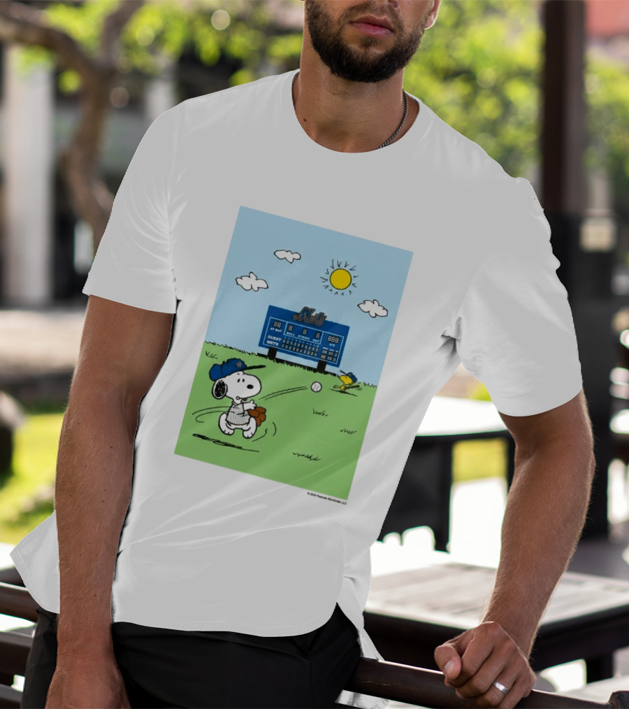 2026 Mets Snoopy Woodstock Baseball Game Scoreboard T-Shirt