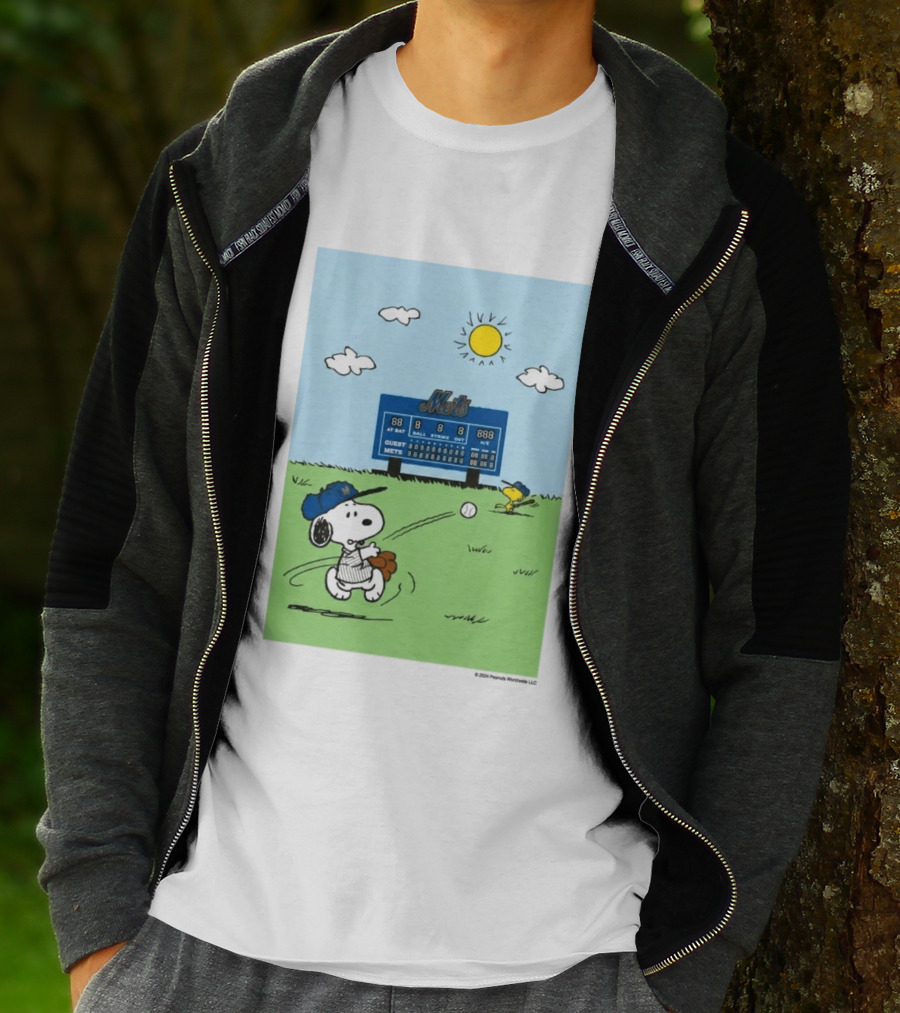 2026 Mets Snoopy Woodstock Baseball Game Scoreboard T-Shirt