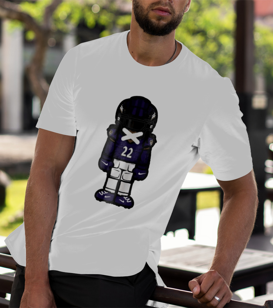 Baltimore Ravens Number 22 Cartoon Character Purple Uniform Football Player T-Shirt