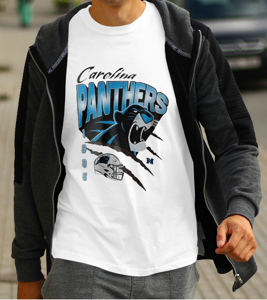 Carolina Panthers 1995 Roaring Head Claw Marks Football Helmet T-Shirt