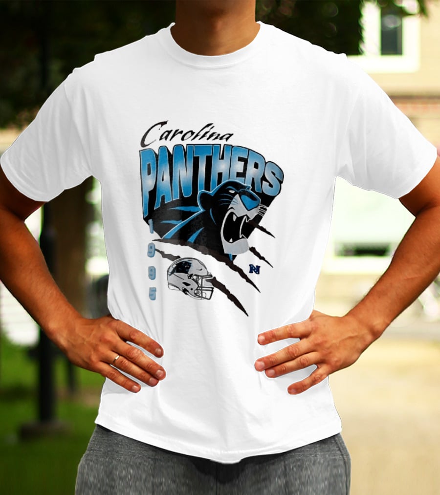 Carolina Panthers 1995 Roaring Head Claw Marks Football Helmet T-Shirt