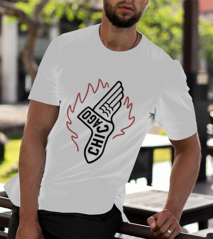 Chicago Winged Sock Baseball Flame T-Shirt