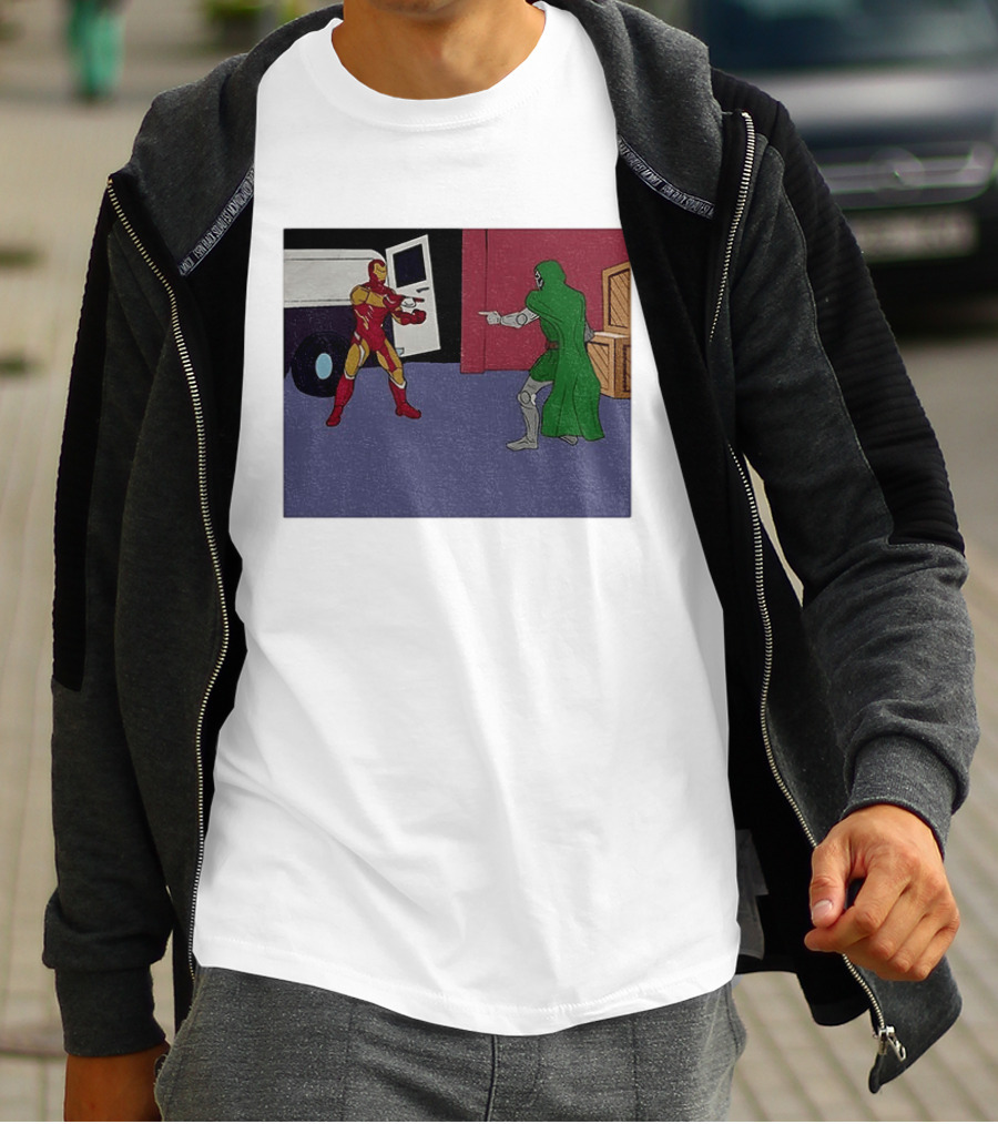 Doctor Doom Vs Ironman Pointing Meme Standoff T-Shirt