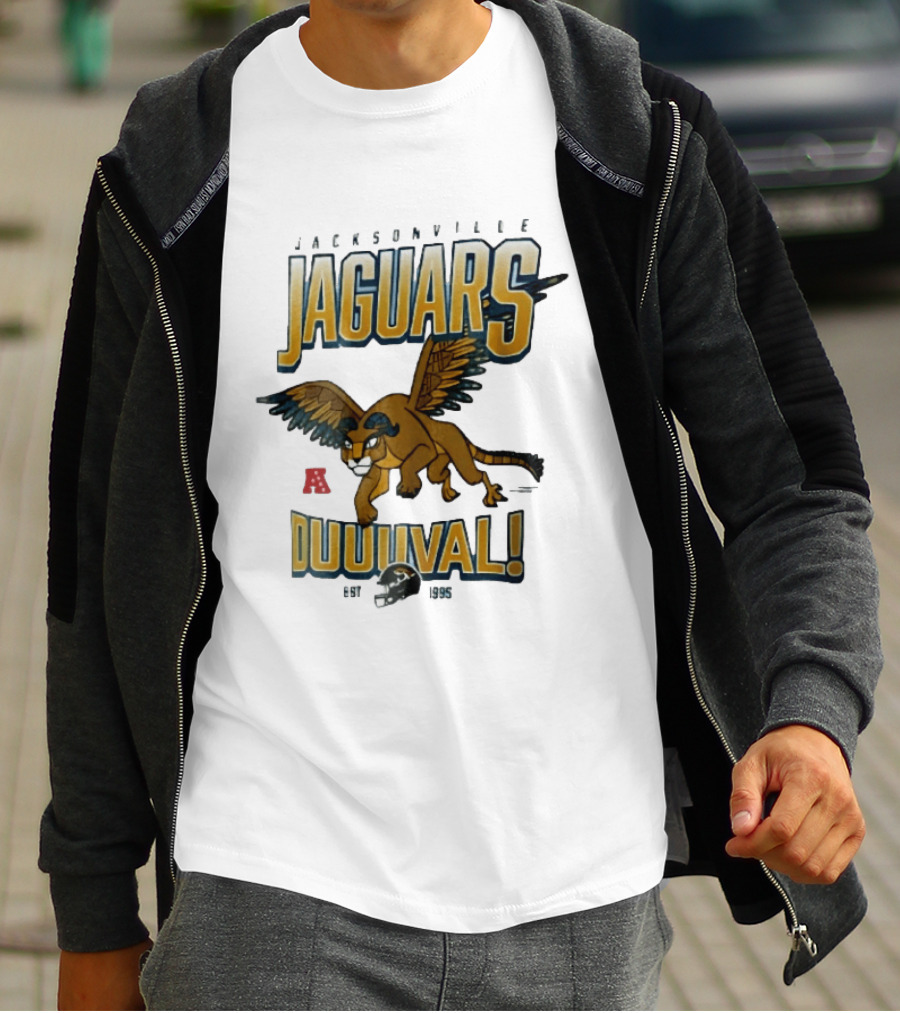 Jacksonville Jaguars Duuuval Winged Creature Est 1995 Football Helmet Cartoon T-Shirt