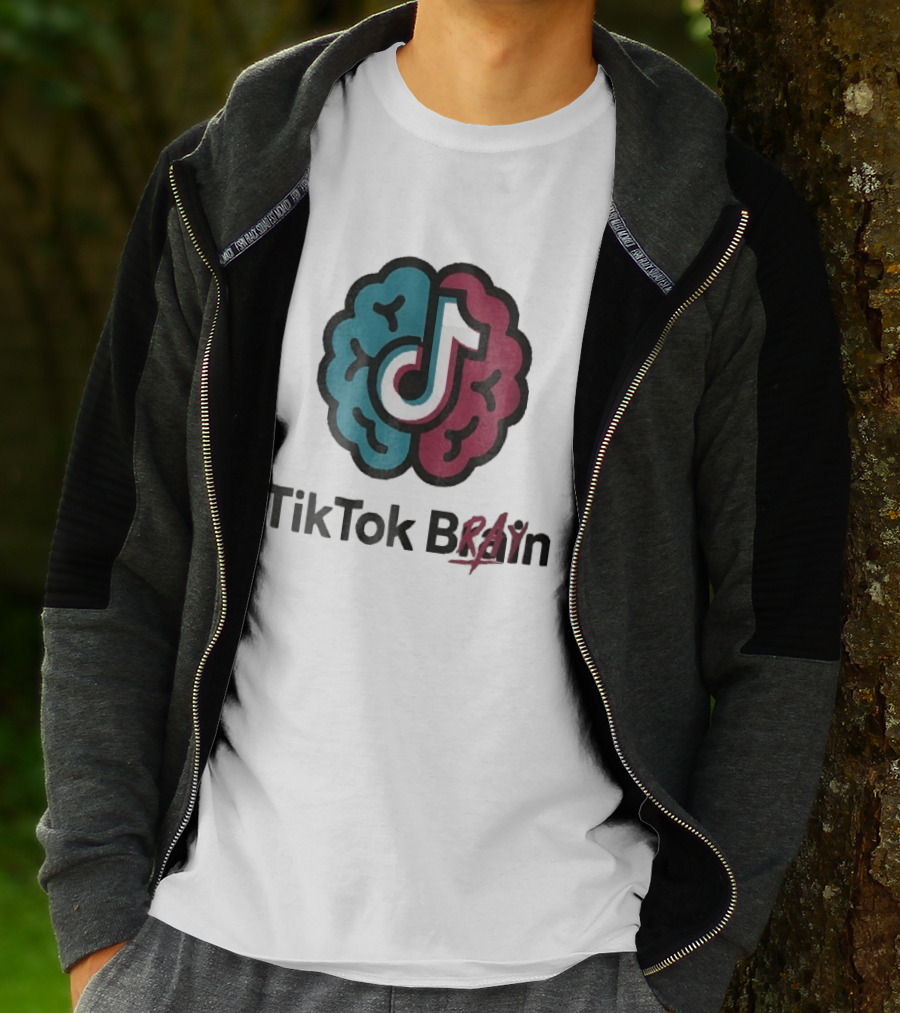 TikTok Brain Rot Teal Pink Hemispheres Music Note T-Shirt