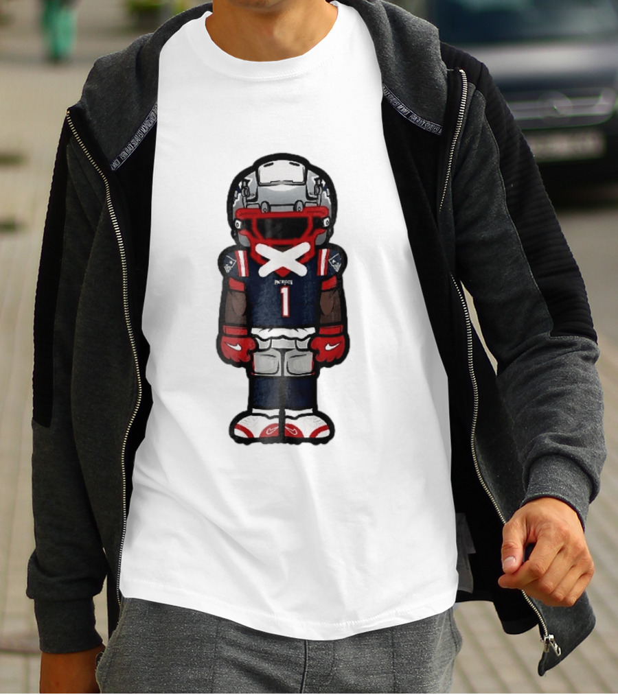Patriots Chibi Player Jersey Number 1 Cartoon Football T-Shirt