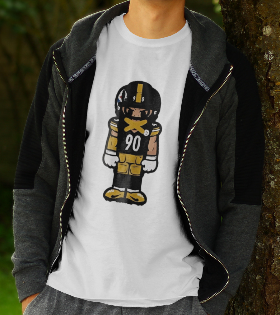 Pittsburgh Steelers 90 Cartoon Football Player Yellow Tape Mouth Iconic Team T-Shirt
