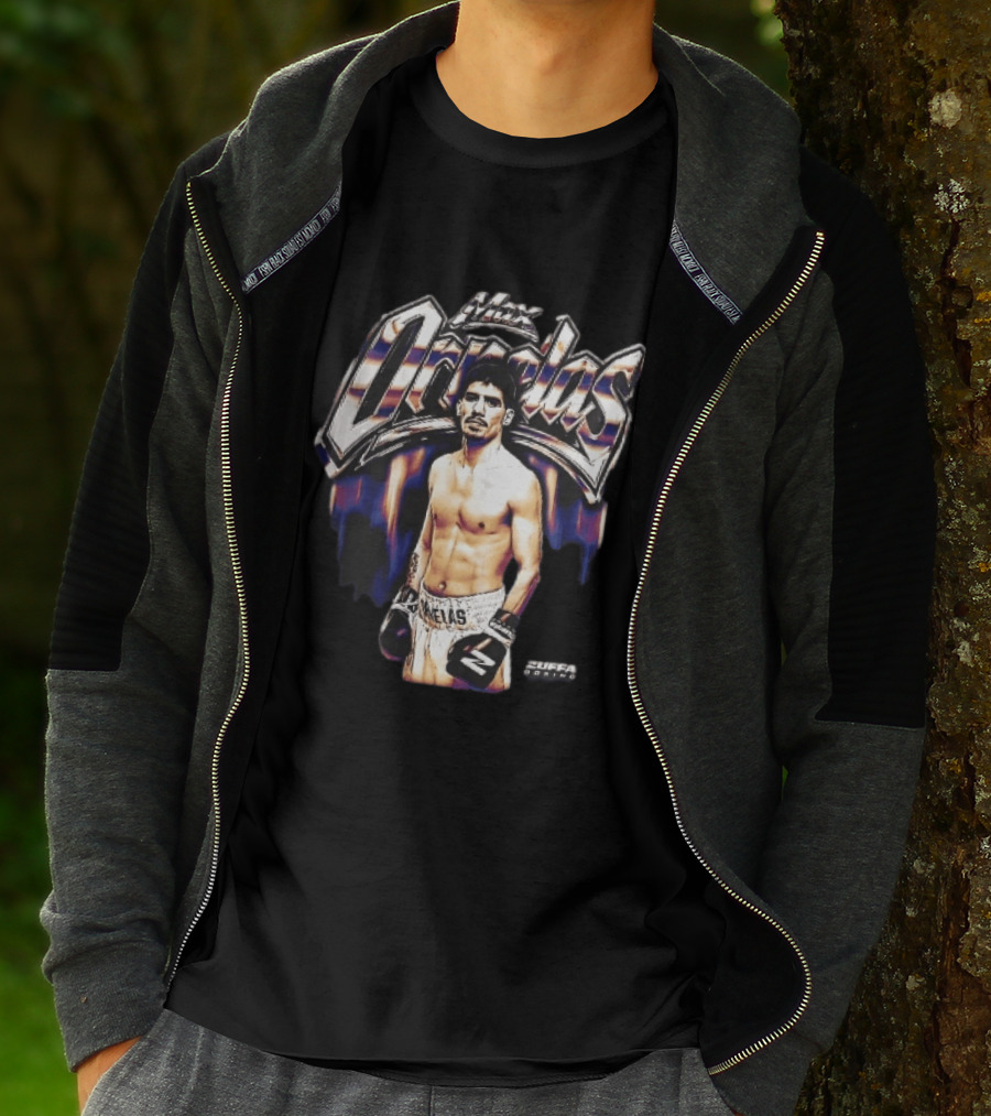 Max Ornelas Boxer Stance Metallic Chrome Lettering Flames Zuffa Boxing Bootleg T-Shirt
