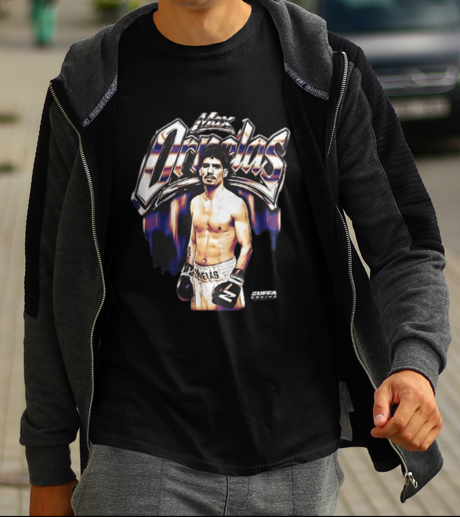 Max Ornelas Boxer Stance Metallic Chrome Lettering Flames Zuffa Boxing Bootleg T-Shirt