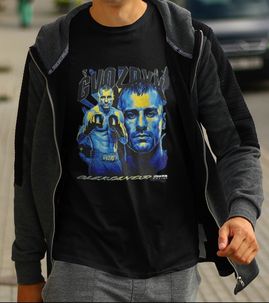 Gvozdyk Oleksandr Zuffa Boxing Yellow Blue Boxer Bootleg T-Shirt