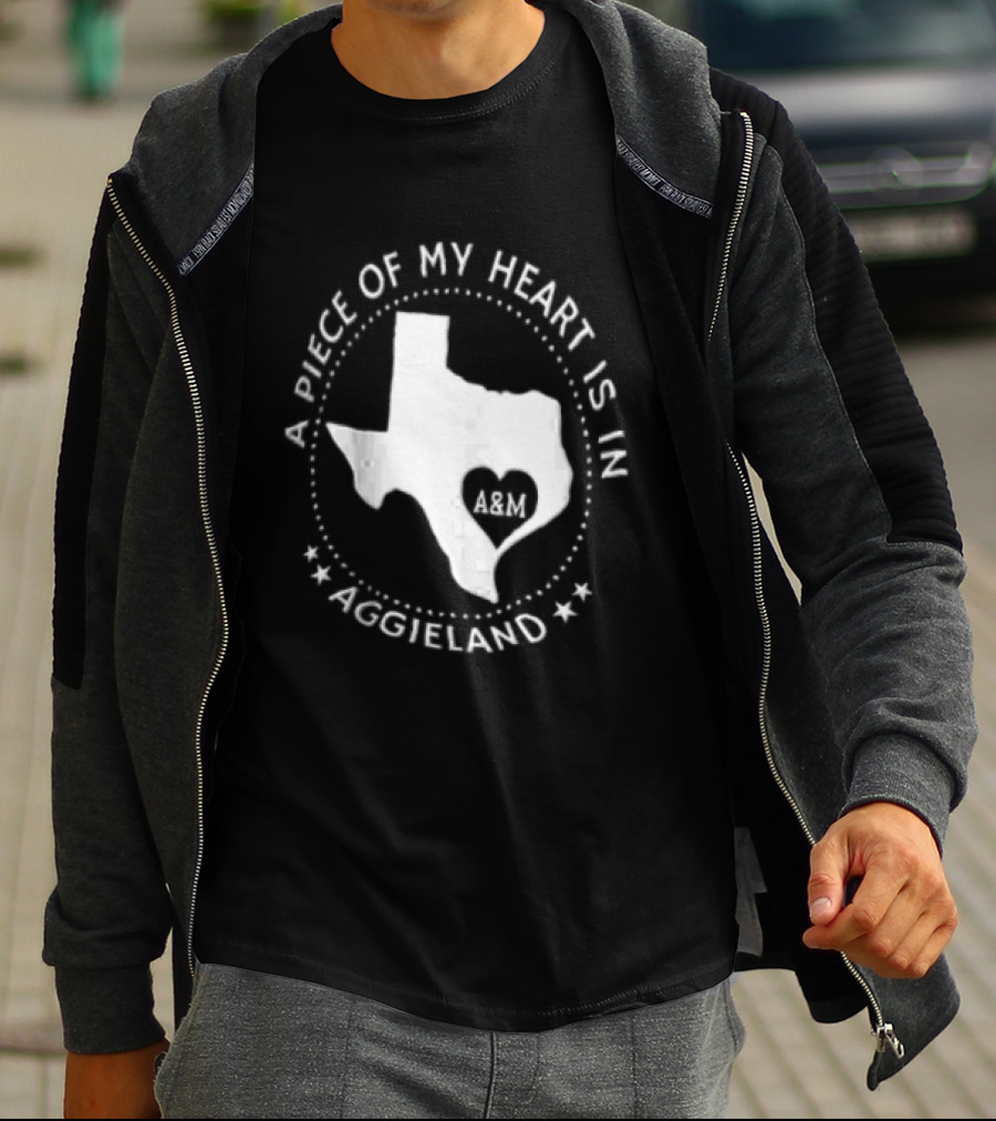 A Piece Of My Heart Is In Aggieland Texas A&M University Map Heart T-Shirt