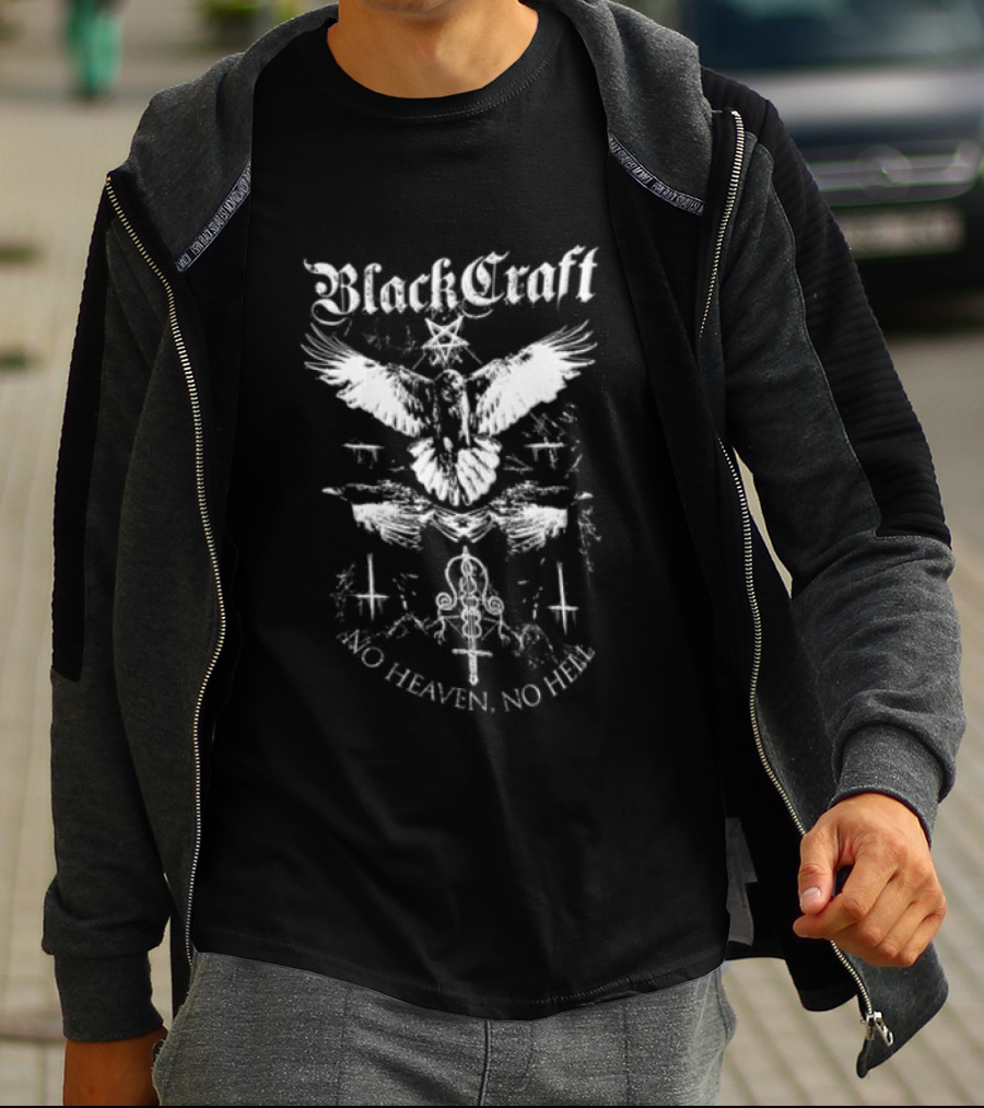 Blackcraft No Heaven No Hell Raven Symbol Gothic T-Shirt