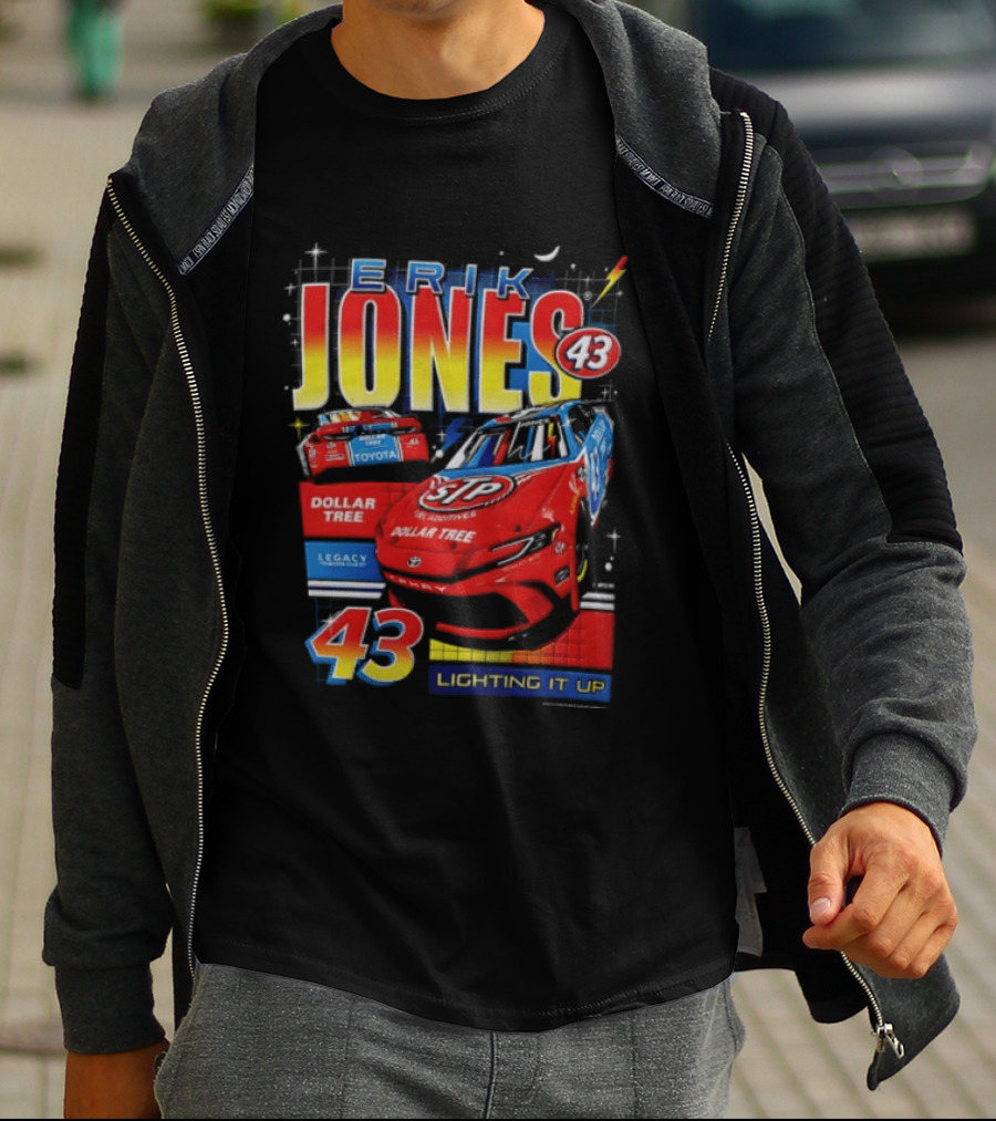 Erik Jones 43 Dollar Tree Toyota Legacy Motor Club Lighting It Up Racing Car T-Shirt