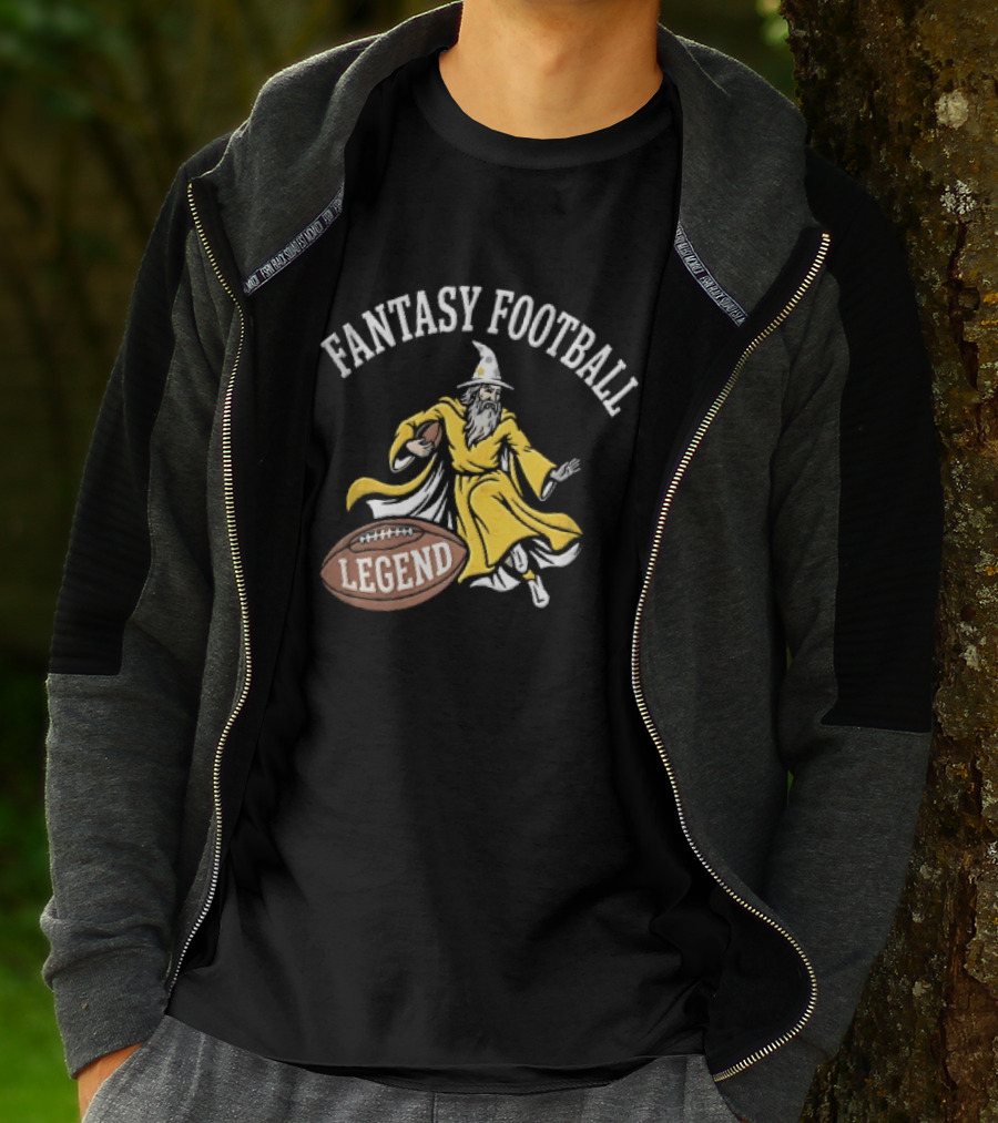 Fantasy Football Legend Yellow Robe Wizard Running With Ball T-Shirt