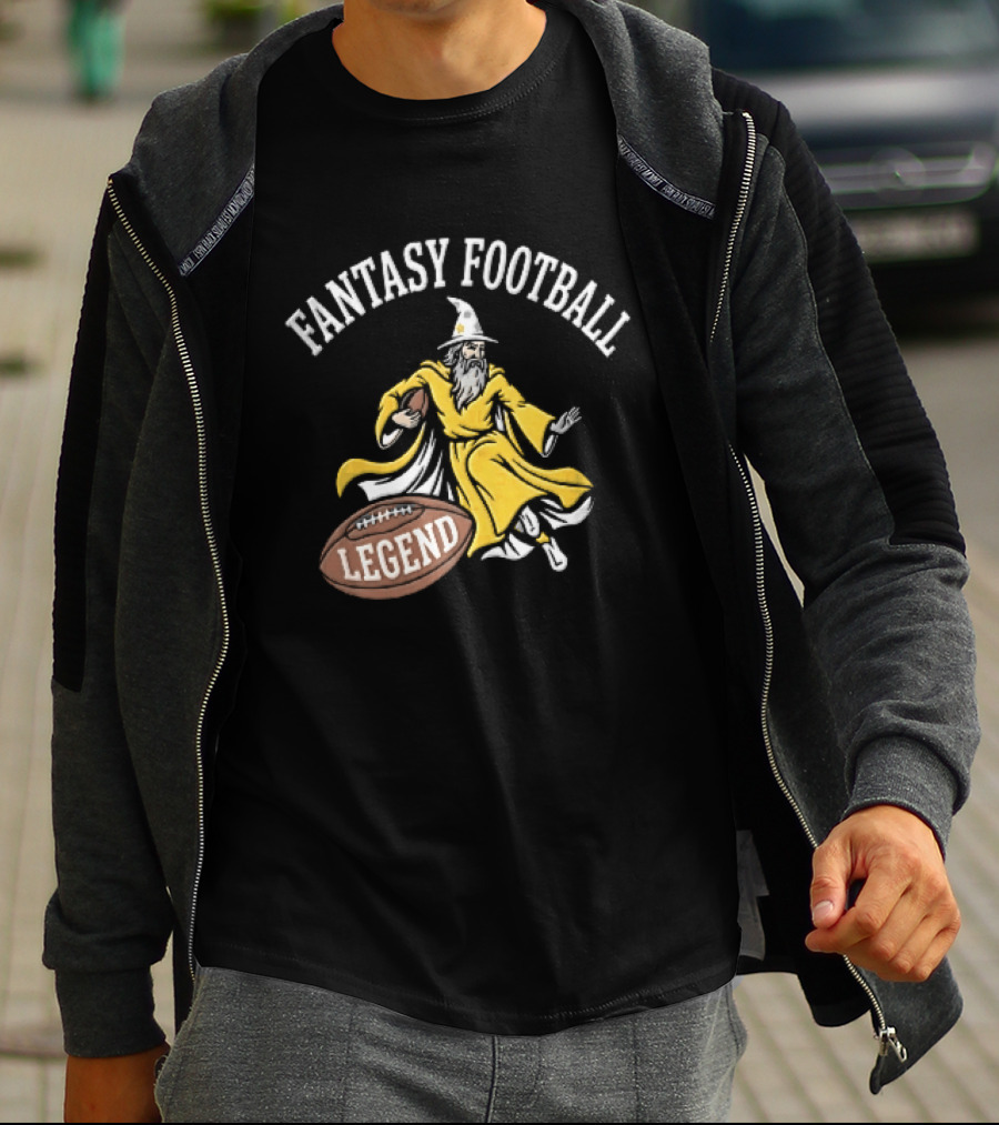 Fantasy Football Legend Yellow Robe Wizard Running With Ball T-Shirt