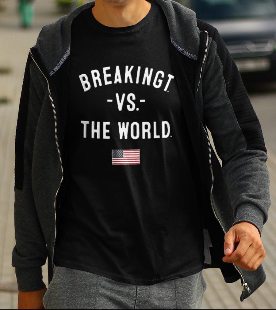 Breakingt Vs The World American Flag USA Theme White Arched T-Shirt