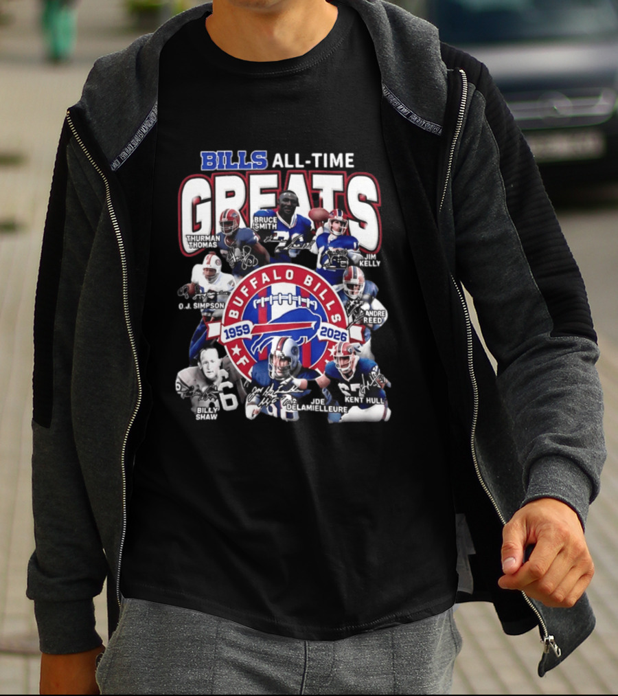 Buffalo Bills All Time Greats 1959 2026 NFL Legends Signatures T-Shirt