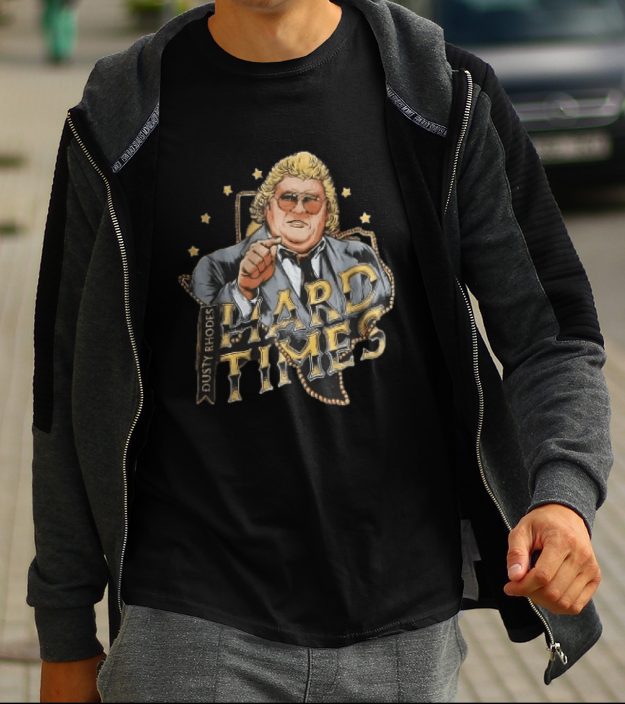 Dusty Rhodes Hard Times Wrestler Pointing Suit Sunglasses Stars T-Shirt