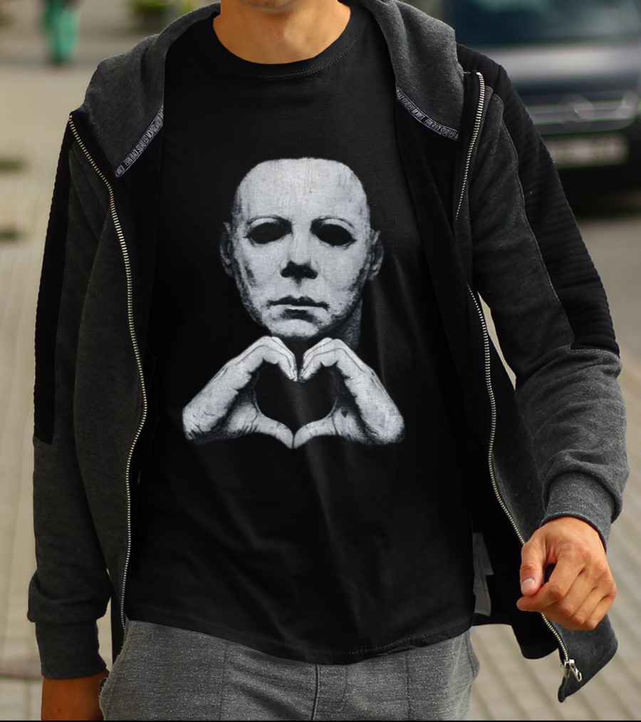 Michael Myers Heart Hands Iconic Horror Character Gesture T-Shirt