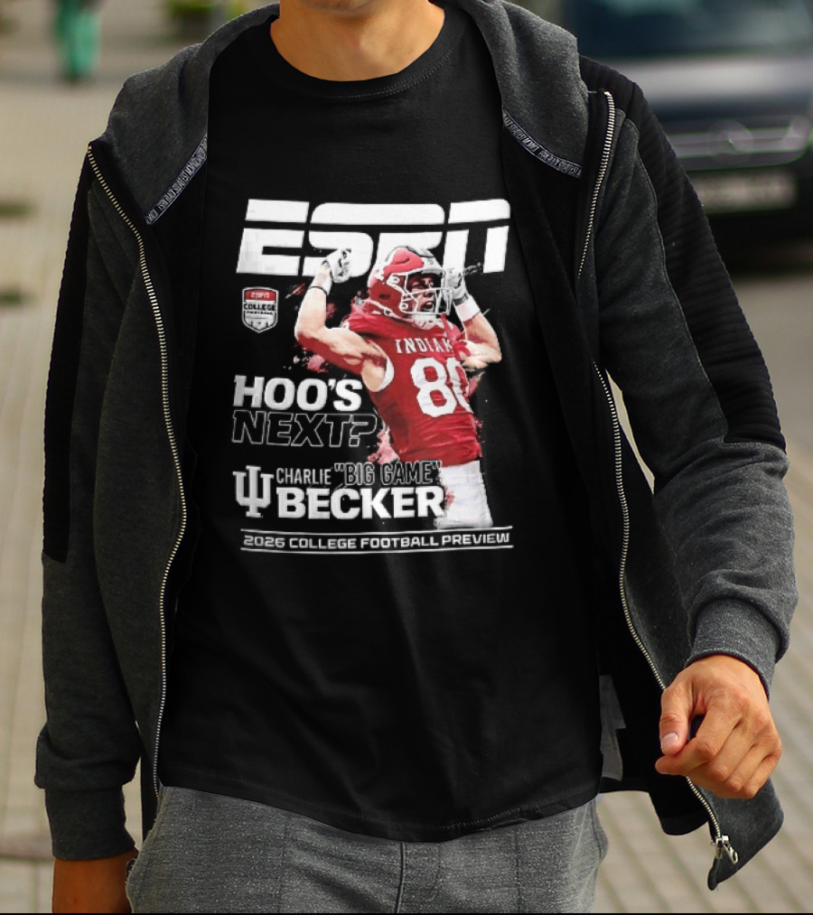 ESPN Indiana Hoosiers Football Hoos Next Charlie Becker 2026 Player Preview T-Shirt