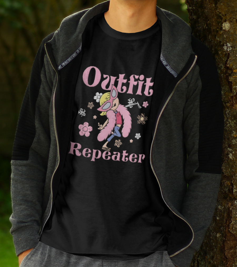 Outfit Repeater Cartoon Girl Pink Sunglasses Floral T-Shirt