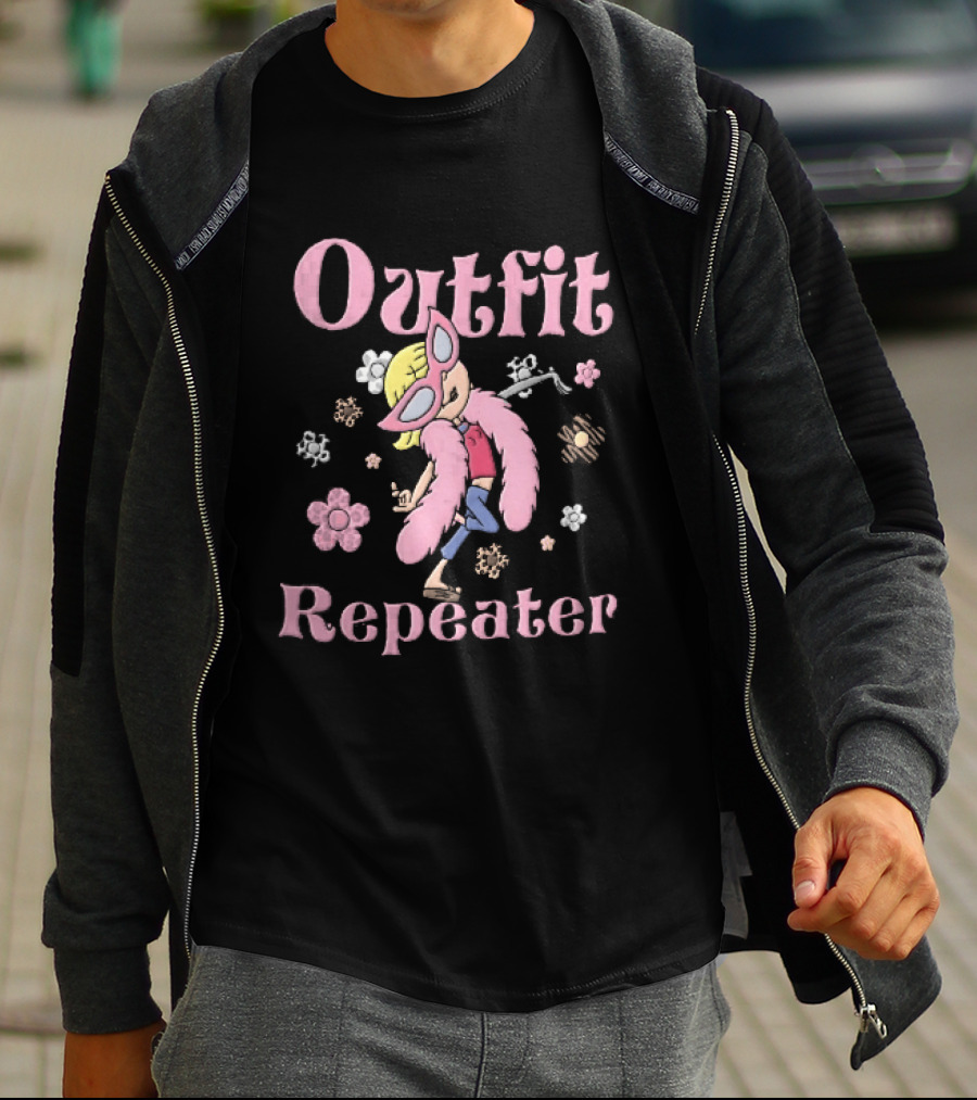 Outfit Repeater Cartoon Girl Pink Sunglasses Floral T-Shirt
