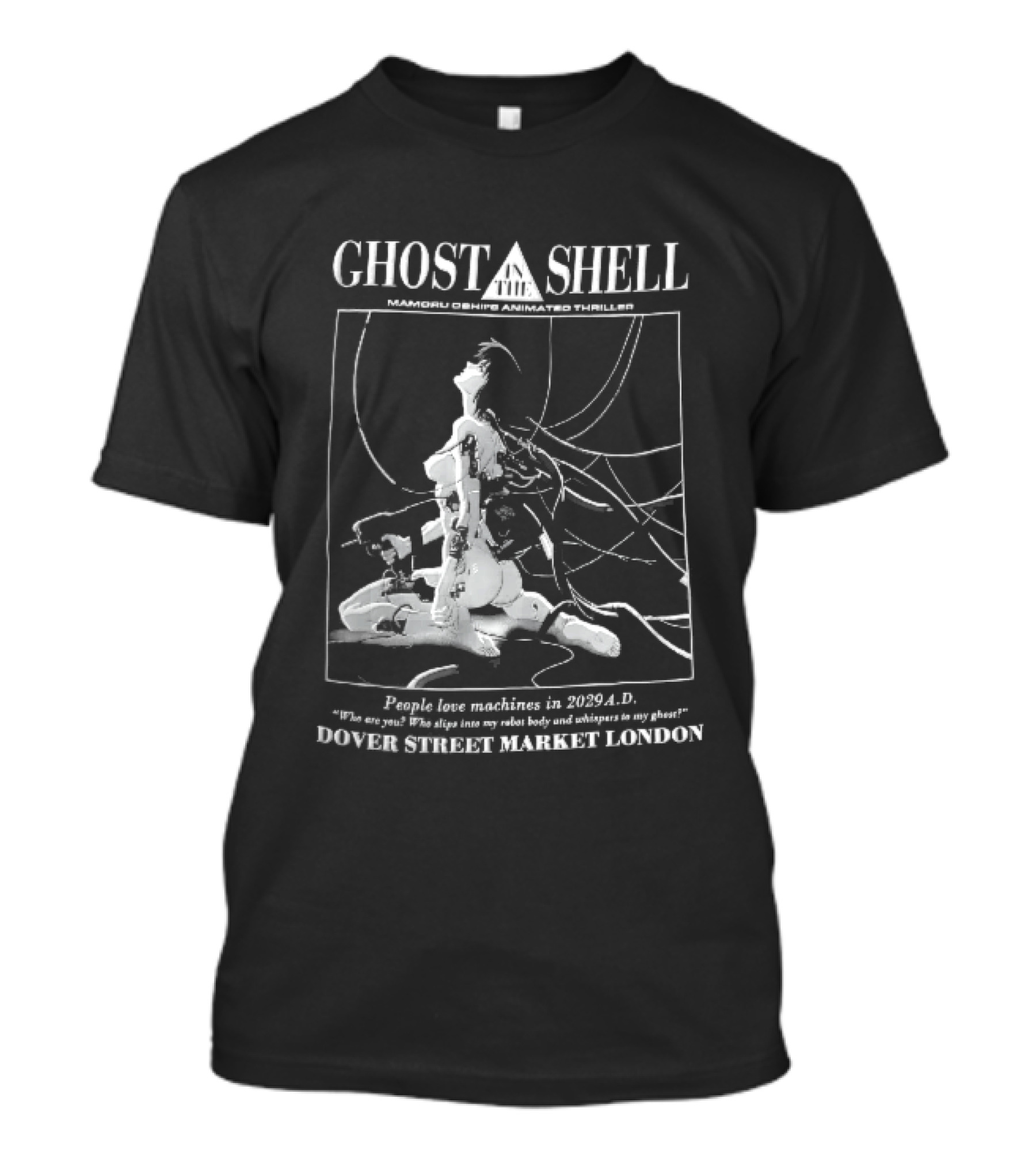 Dover Street Market London Ghost In The Shell Mamoru Oshii 2029 Cyborg Female Wires Gun People Love Machines T-Shirt